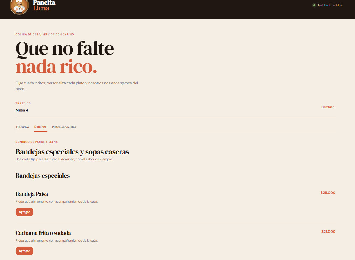 Portada del sitio de Pancita Llena